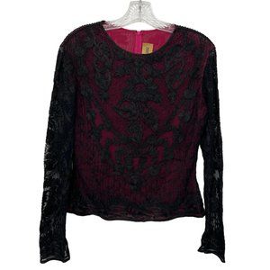 Naeem Khan women's lace beaded long sleeve top size 10